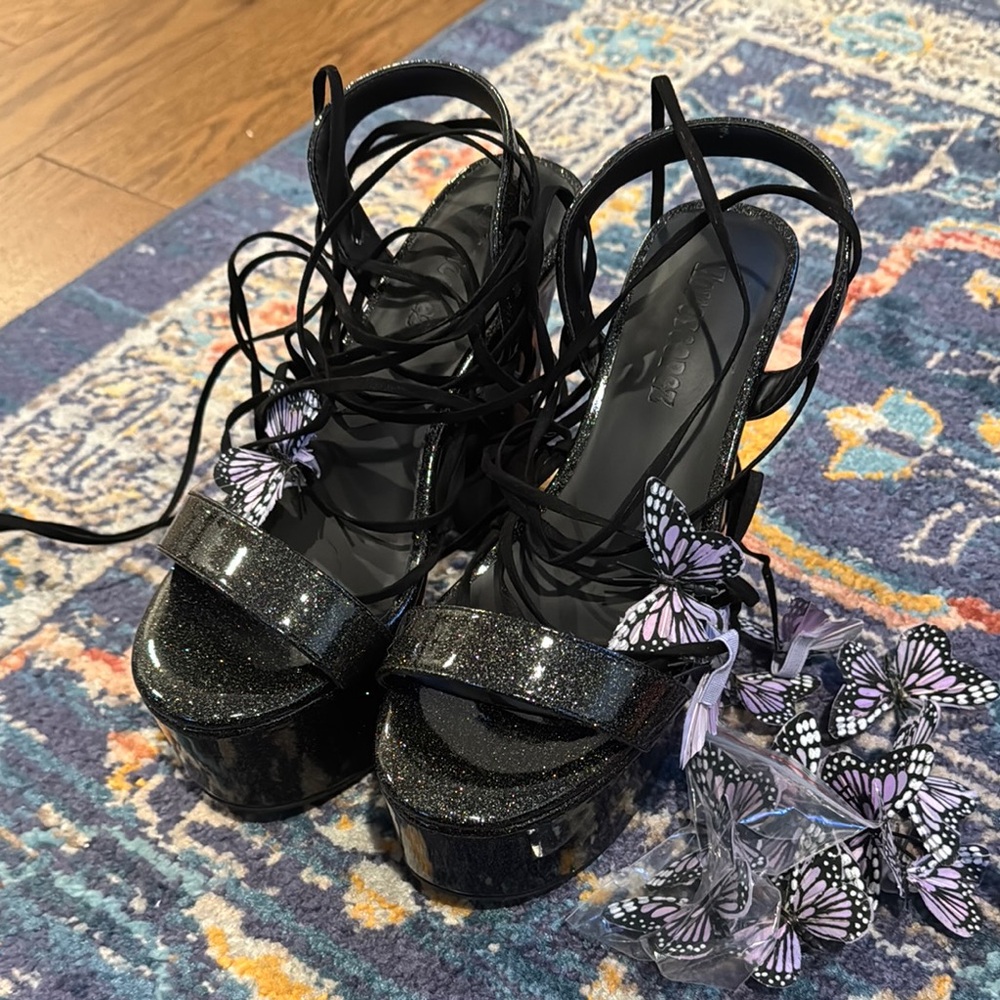 Dolls Kill Black Platform Combat Boots